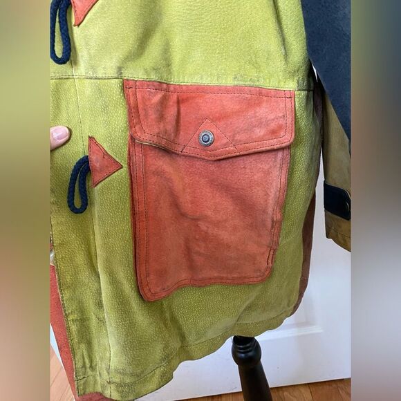 Egdon Heath 90s Vintage Patchwork Leather Suede Jacket - Picture 9 of 15